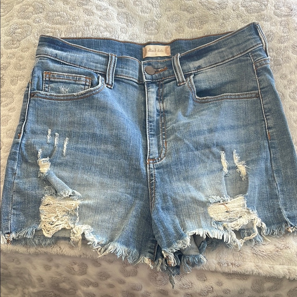 Distressed Blue Denim Shorts